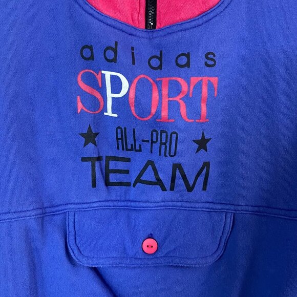 Vintage Adidas Sports Sweatshirt Blue/Pink Women's Medium Quarter-Zip Pullover - Picture 7 of 13